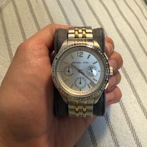 Michael Kors Silver and Gold Chronograph Watch